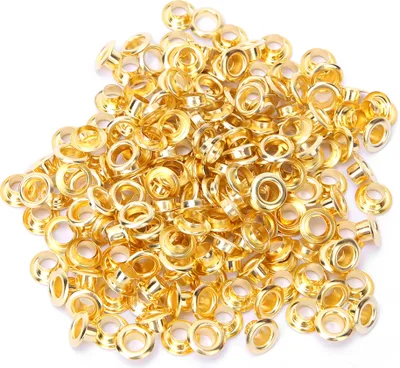 Imagen del producto de Juego de 100 ojales de latón, ojales de 4 mm para ropa y bolsos, ojales de doble cara, color dorado, accesorios para costura