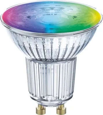 A single LED smart bulb with multicolor lighting.