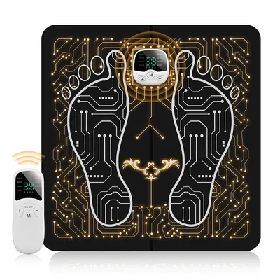 Produktbild von EMS Fußmassagegerät mit Fernbedienung, Elektrische Fußmassage Matte, 10 Modi 30 Intensitäten, USB Akku Fußstimulator für Entspannung & Wellness