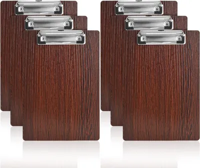 Produktbild von Klemmbretter A4 - Dunkelbraun Holz - 6 Stück