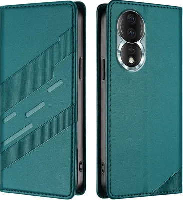 Produktbild von Hülle für Honor 80, Kunstleder Brieftaschen Handyhülle mit Kartenfach und Standfunktion Grün