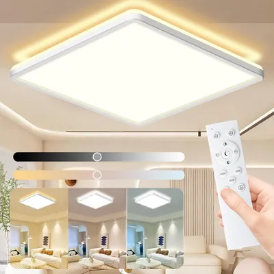 Produktbild von LED Deckenleuchte, 24W 3200LM Deckenlampe, 3000-6500K Ultra Dünn Deckenlampe Backlighteffekt Decke Lampe für Wohnzimmer Schlafzimmer Küche Bad Balkon