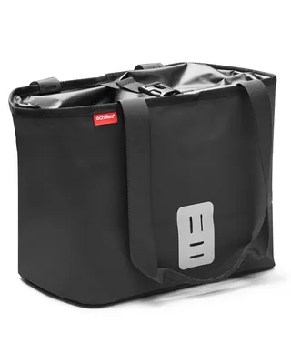 Produktbild von Fahrradkorb mit Adapter – Abnehmbarer Lenkerkorb 14L für Einkauf & Ausflug – Wasserdicht mit Rollverschluss & Magnet – Mit reflektierendem Aufnäher – Stabiler Kunststoff-Adapter für 22–32mm Lenker