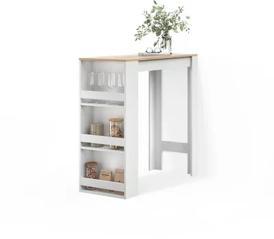 Image de Table de bar Livinity Regusa Blanc/Sonoma 45x110cm, Model 55924