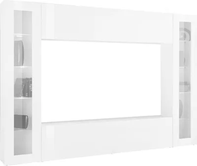 Immagine prodotto di Dmora Parete Attrezzata Bellizzi 30x260x180h cm Bianco Bianco Lucido, Modulabile Apertura Battente e a Ribalta Italy