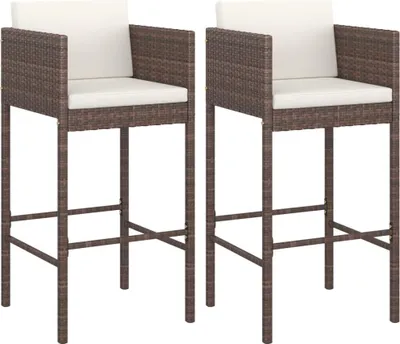 Produktbild von vidaXL Barhocker 2 Stk. mit Kissen Braun Poly Rattan