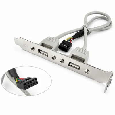 Produktbild von M30 USB2.0 Hub Kabel Adapter 9pin Buchse zu Slotblech 2x USB A Buchse Mainboard