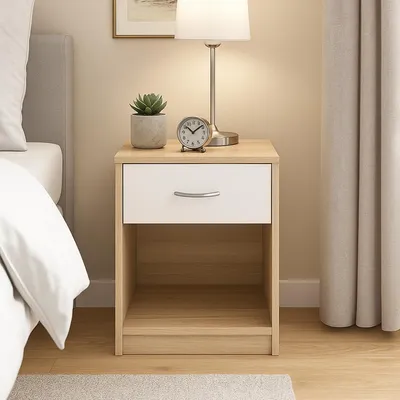 Produktbild von Nachtschrank mit 1 Schublade Nina Sonoma Weiß