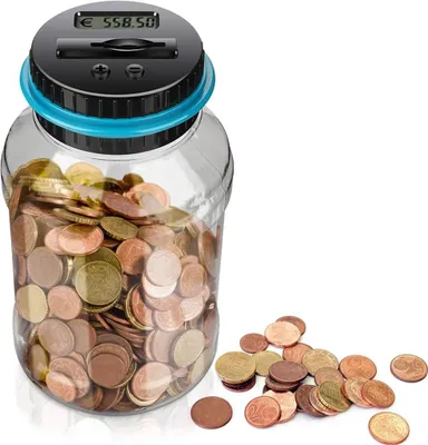 Produktbild von Digitale Spardose mit Zähler Münz Zählung Geldglas, LCD Display Münze Gegen Geldbank mit 2*AAA Akku (Nicht Enthalten)