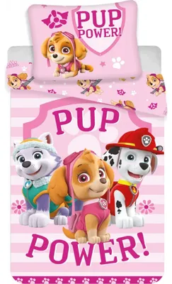 Imagen del producto de Juego de ropa de cama de algodón Paw Patrol, 140x200 cm (funda de edredón) + 70x90 cm (funda de almohada), con cierre de cremallera