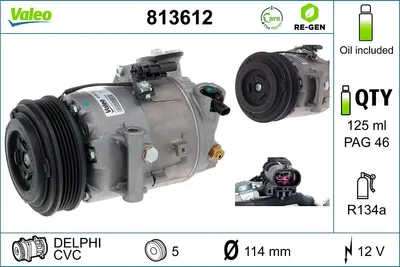 Produktbild von VALEO 813612 CVC Klimaanlage Klimakompressor PAG 46 R134a für OPEL INSIGNIA Caravan Astra J Sports Tourer (P10) ASTRA J ZAFIRA TOURER C (P12) Meriva B