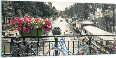 Produktbild von Bilder auf glas - Einteilig - Amsterdam Fahrräder Brücke - 120x50cm - Glasbilder - Wandbilder - Bilder - Wanddekoration aus Glas - Glas Bilder - Wandbild auf Glas - GAB120x50-4503