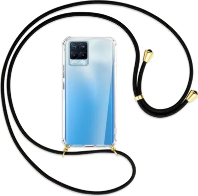 Produktbild von Handykette Backcover-Schutzhülle mit Band (Metall goldfarben) für Realme 8, Realme 8 Pro (6.4) - schwarz