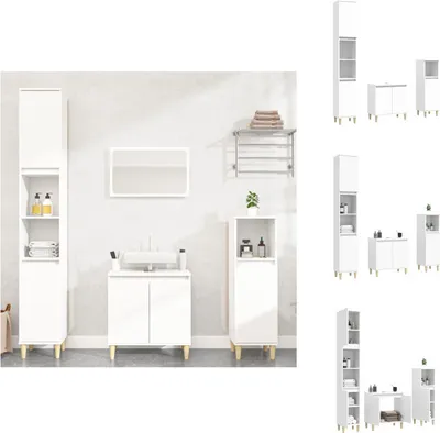 Produktbild von vidaXL 3-tlg. Badmöbel-Set Weiß Holzwerkstoff -  Badezimmermöbel-Sets