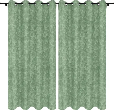 Zdjęcie produktu dla Voppi Zielone zasłony dekoracyjne ze wzorem 140x250 cm gotowe zasłony na przelotkach do salonu sypialni 2 sztuki