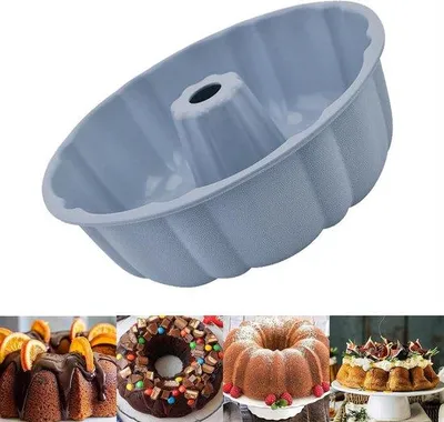 Produktbild von Silikon-Kuchenform, Gugelhupfform, Muffinformen, Cupcake-Form, groß, Silikon, perfekte Backformen für Kuchen, Desserts, Gelatine, Brot, grau