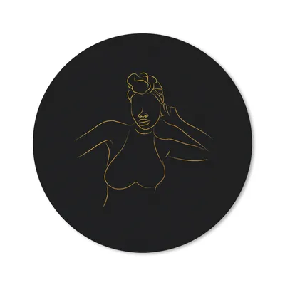 Produktbild von MuchoWow® Mauspad Mousepad Frau - Kopftuch - Strichzeichnung - Gold 50x50 cm - Mousepads - Maus Mat - Pad - Mausunterlage - Vinyl