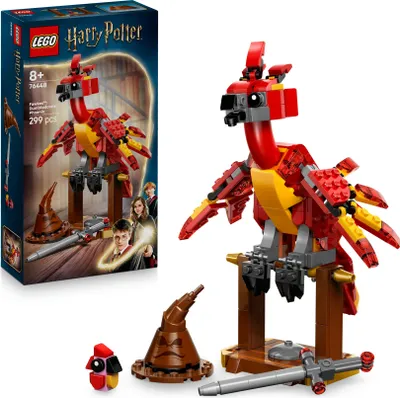 Produktbild von LEGO Harry Potter Fawkes: Dumbledores Phönix-Spielzeug mit Sprechenden Hut, Gryffindor Schwert & Baby Fawkes – Geburtstagsgeschenk für Mädchen und Jungen ab 8 Jahren – 76448
