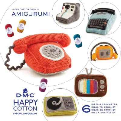 Produktbild von Häkelbuch Happy Baumwolle – 6 Vintage Amigurumi: Telefon, Walkman & Plattenspieler häkeln