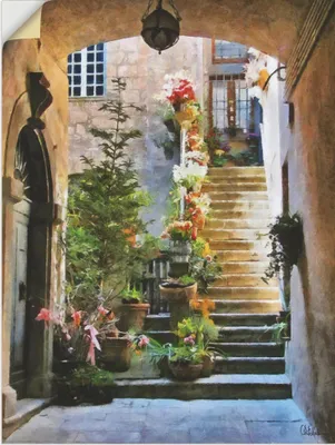 Produktbild von ARTland Wandbild, selbstklebend Treppe mit Blumen Größe: 45x60 cm