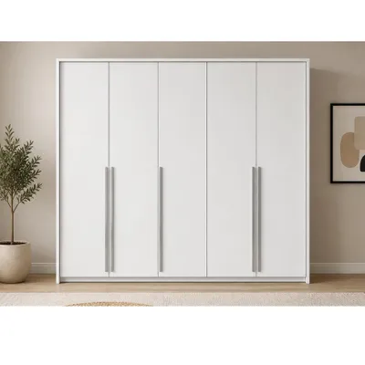Produktbild von BEAUTYSOFA | Drehtürenschrank GIANA 255 cm Moderne Garderobenschrank mit 5 Türen, Weiß