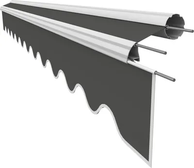Produktbild von Leudus Markisenstoff mit Volant für 5x3m Markisen Markisenersatzstoff Markisentuch Sonnenschutz fertig genäht (4,85x3m SPD082)