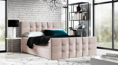 Produktbild von Boxspringbett Schlafzimmerbett OVIEDO LUX 140x200cm Stoff Faro Altrosa