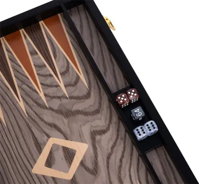 Image de Backgammon 18 pouces, ébène gris, rangé dans un coffret en ébène