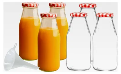 Produktbild von 6 Glasflaschen 500 ml mit Schraubverschluss und Trichter