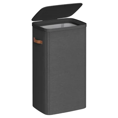 Produktbild von SONGMICS Wäschekorb, 100 L Wäschesammler, Wäschetonne, leichter Aufbau, mit Deckel und Griffen, herausnehmbarer Wäschesack, 42 x 32 x 75 cm, tintensch