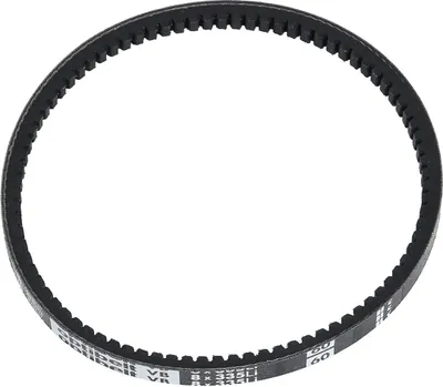 A black v-belt on a white background.