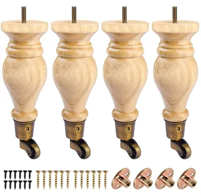 Imagen del producto de Solidchoice - Patas de madera para muebles con ruedas, juego de 4