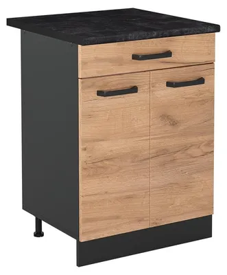 Zdjęcie produktu dla Szafki kuchenne Vicco R-Line Dąb goldkraft/Antracyt 60 cm z szufladą blat roboczy Antracyt, Model 61098