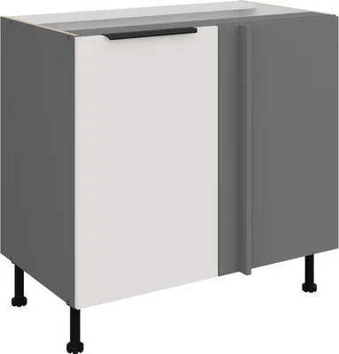 Produktbild von Verlängerter Eckschrank LUNARA – Breite 90 cm, Weiß/Anthrazit
