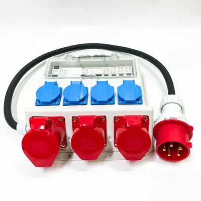 Immagine prodotto di Distributore di corrente CEE 32A 400V 4 x 230V 2 x 16A 1 x 32A Fusibile RCD Distributore di corrente da cantiere