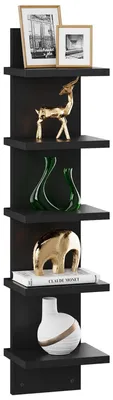 Image de Étagère verticale à 5 niveaux, étagère murale suspendue, étagère murale verticale décorative pour la maison, la chambre à coucher et le bureau (WBC009B)