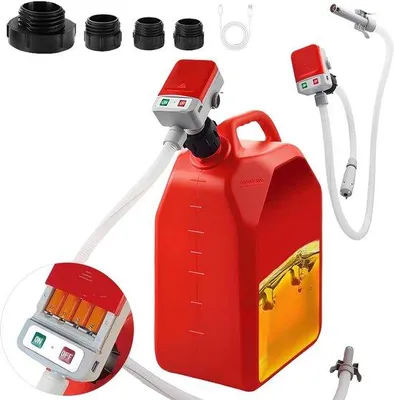 Productafbeelding van Brandstofpomp met auto-stopsensor, elektrische zelfaanzuigende dieselpomp, olieafzuigpomp met slangen en vulpistool voor diesel, olie en benzine (met 4 tankadapters)