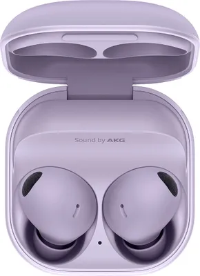 Produktbild von Samsung Galaxy Buds2 Pro In-Ear Kopfhörer, Bora Purple, 24 Bit Hi-Fi-Sound, 360° Audio, Intelligente ANC, Automatischer Konversationsmodus, IPX7-Schutz, 5 Std. Akkulaufzeit, hoher Tragekomfort, kompatibel mit Android & iOS, SmartThings-Find. Maße: Ohrhörer 21,6x19,9x18,7mm, Ladeetui 50,2x50,1x27,7mm