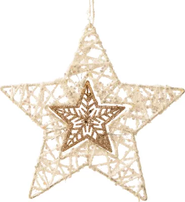 Produktbild von Christbaumschmuck Metallstern mit Schneeflocke 15cm weiß