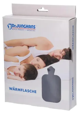 Zdjęcie produktu dla DR. JUNGHANS butelka na gorącą wodę z pokrowcem niebieska, 1500 ml butelka na gorącą wodę