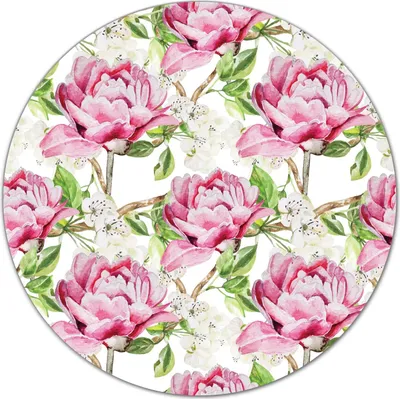 Produktbild von Herd-Abdeckplatte Glas Schneidebrett Ceranfeld-Abdeckung - 40 cm - Rosa Pfingstrosen