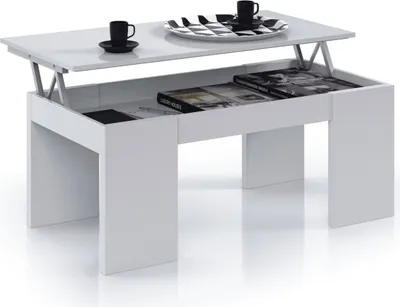 Obrázek produktu pro Couchtisch >Kendra< höhenverstellbar in weiß glänzend - 100x43x50 (BxHxT)