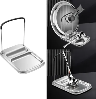 Produktbild von Topfdeckelregal aus Edelstahl für Schrank und Arbeitsplatte, Aufbewahrungsorganisator für Zuhause, Küche und Speisekammer