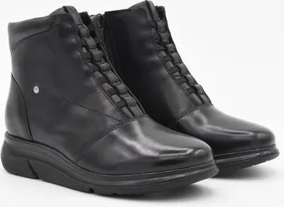 Produktbild von Purapiel Damen-Keilstiefeletten aus Leder, schwarz