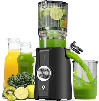 Produktbild von LINKChef Entsafter Slow Juicer Entsafter Gemüse und Obst mit 115 mm großem, Entsafter Kaltentsafter für ganze Früchte/Gemüse, Blitzreiniger