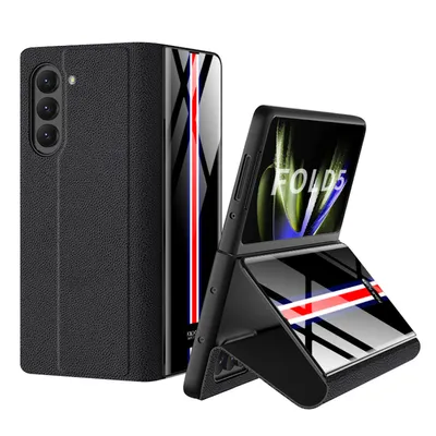 Immagine prodotto di Per Samsung Galaxy Z Fold5 5G cover protettiva in pelle artificiale con scomparto per carte di credito