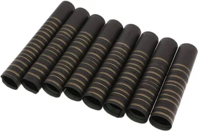 Productafbeelding van 100 PVC Wijnfles Heat Shrink Capsules 32mm - Zwart (Gouden Top Strips)