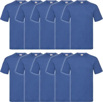 Produktbild von 10er Pack Fruit of the Loom Valueweight T-Shirt + GRATIS MyShirt Stoffbeutel Farbe: retro royalblau meliert Größe: M