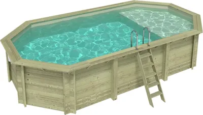 Produktbild von Pool NEMO 7.3 x 3.97 - H.1.45 m mit Liegefläche, sandfarben, mit Stahlprofilen zum Einbetonieren