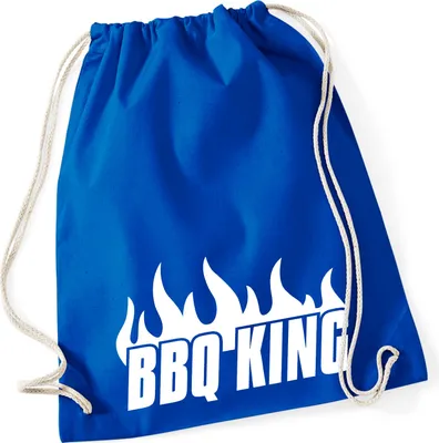 Produktbild von Huuraa Turnbeutel BBQ King Flammen 12 Liter Bright Royal Baumwolle Rucksack Geschenkidee